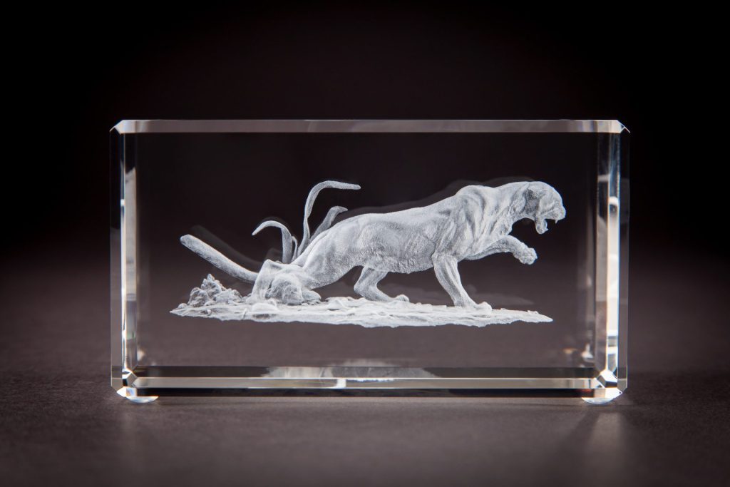 13RB4W Beveled rectangle with amazon panther engraved inside