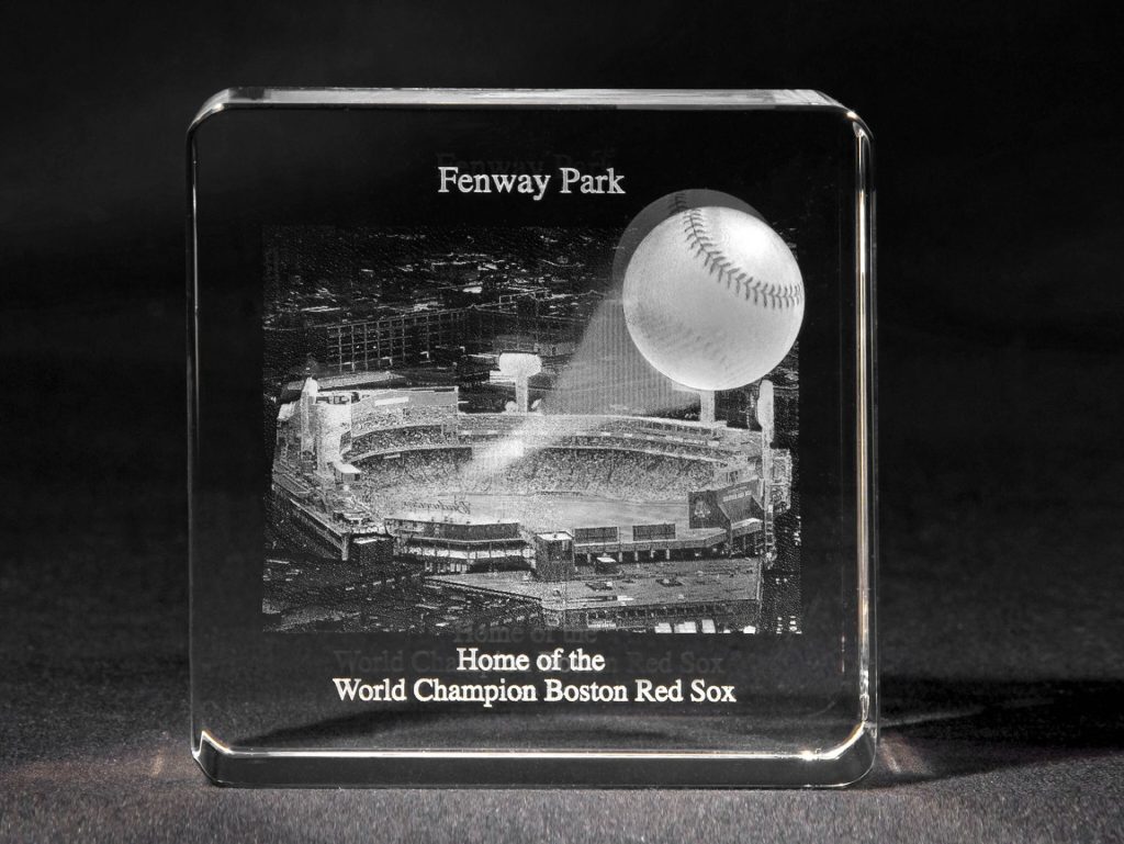 8SB0W Beveled cube with Fenway Park, Home of the world champion, Boston Red Sox
