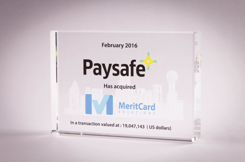 18SB3K Beveled rectangle with microResolution UV color print, Paysafe, MeritCard,