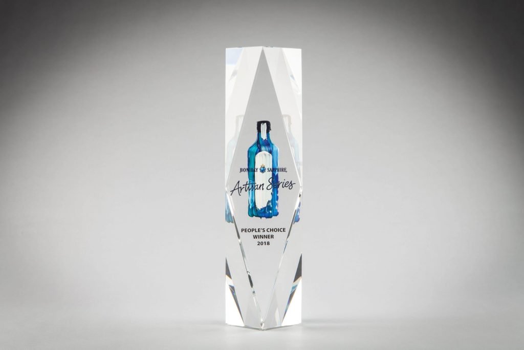 26RBK0W Imperial Tower Surface etched with color fill, bombay sapphire color printed