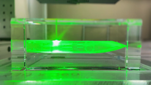 process of 3D laser engraving inside of the crystal